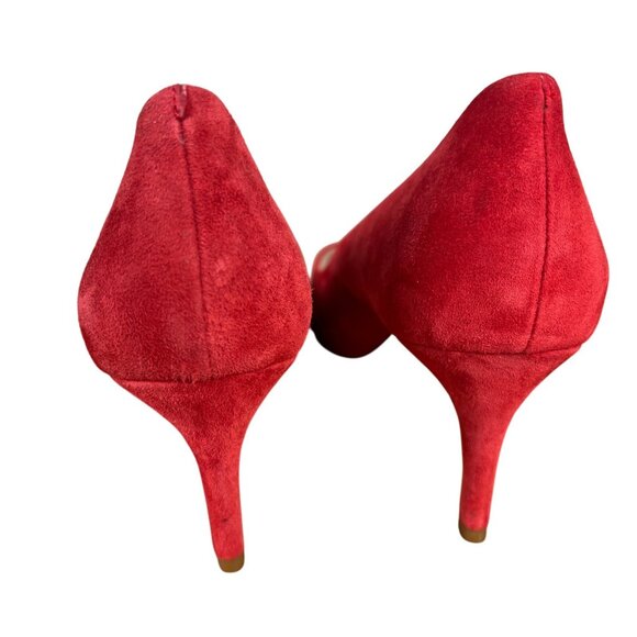 Louise Et Cie Red Suede Pointed Toe Kitten Heels Size 8.5M - Picture 13 of 16
